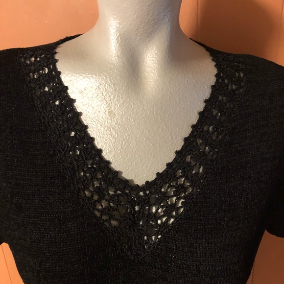Josephine Chaus Black V-Neck Knit Top L - Picture 7 of 12